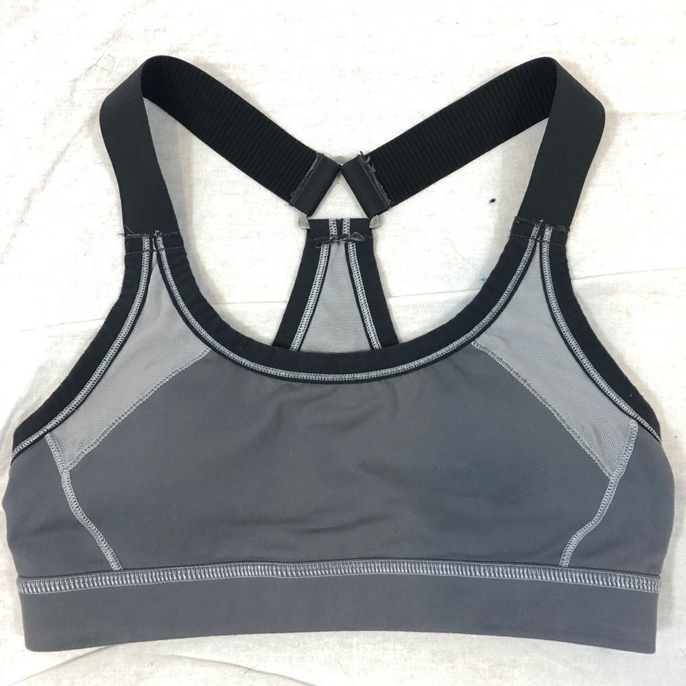 Aerie Padded Sports Bra Grey Black Size Small‎